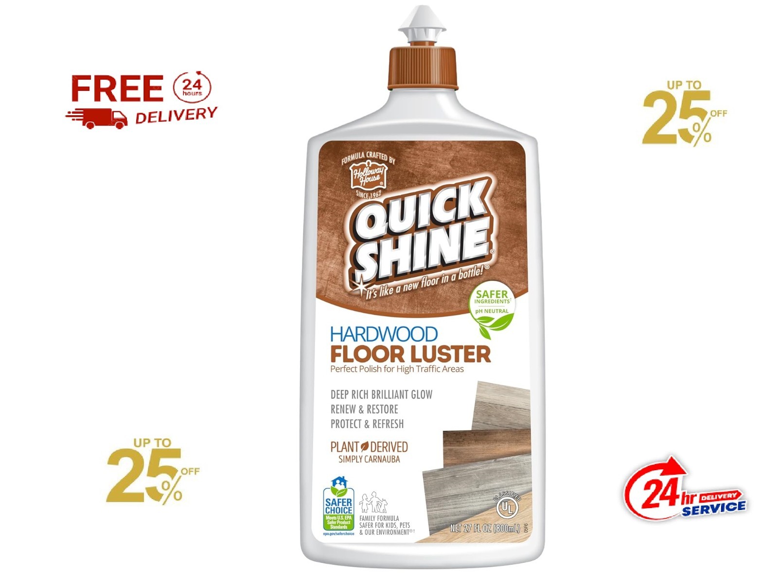 Quick Shine Hardwood Floor Luster 27oz Restores Color and Shine to Floors