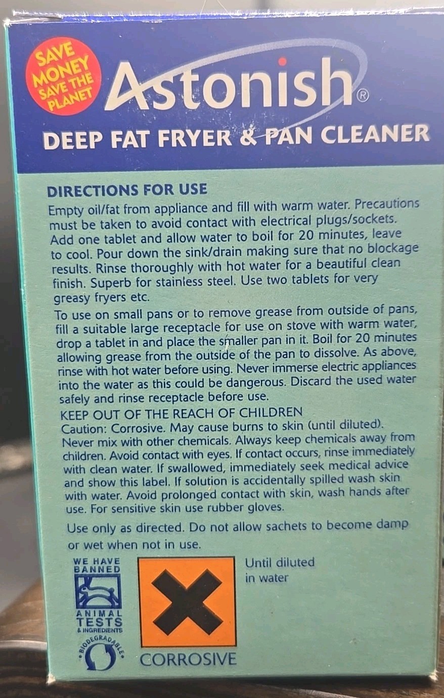 Astonish Cleaner Tablets Twin Packs Deep Fat Fryer & Pan Vintage Lot Of 2