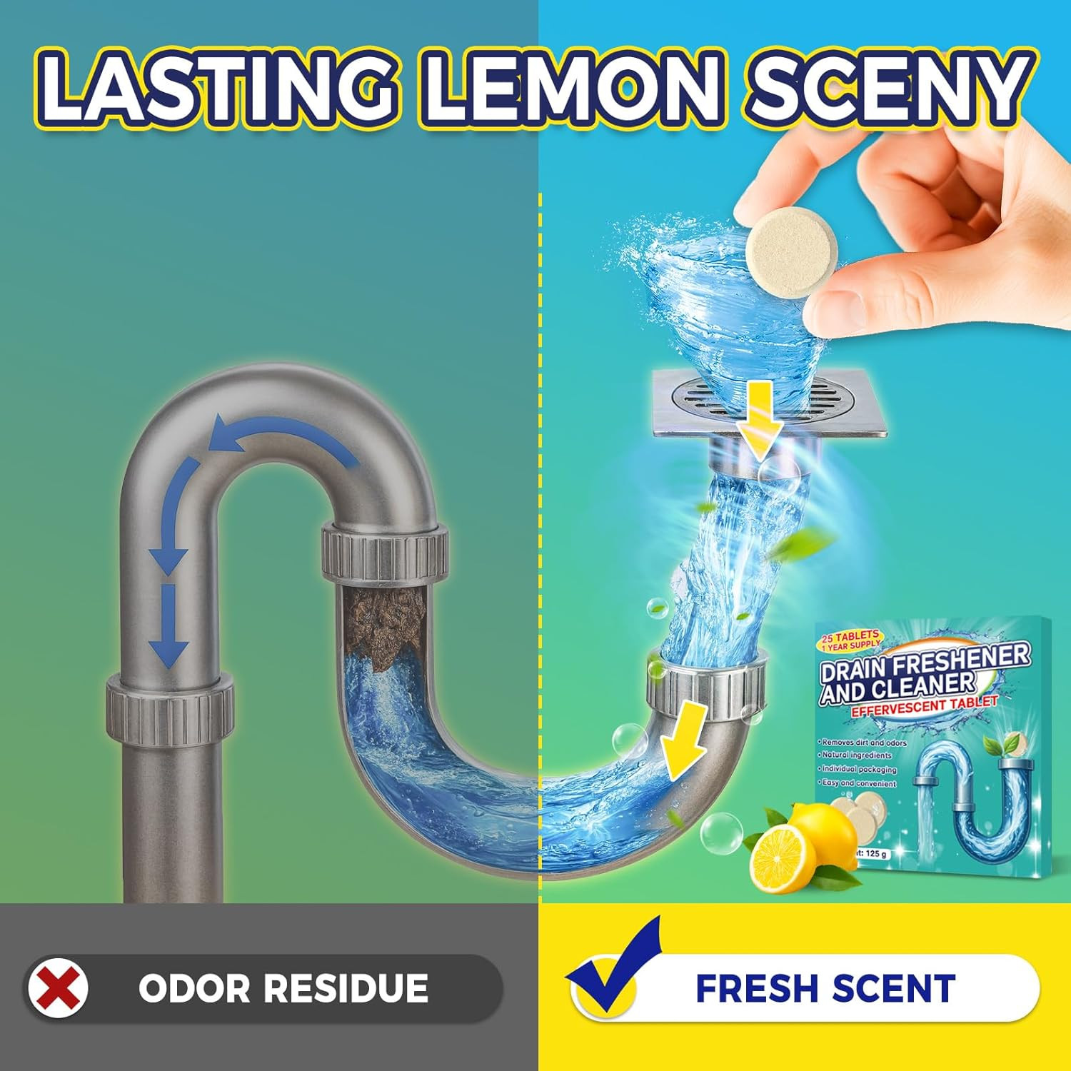 Garbage Disposal Cleaner and Deodorizer 25 Pack, Fresh Citrus Foam Sink Cleaner