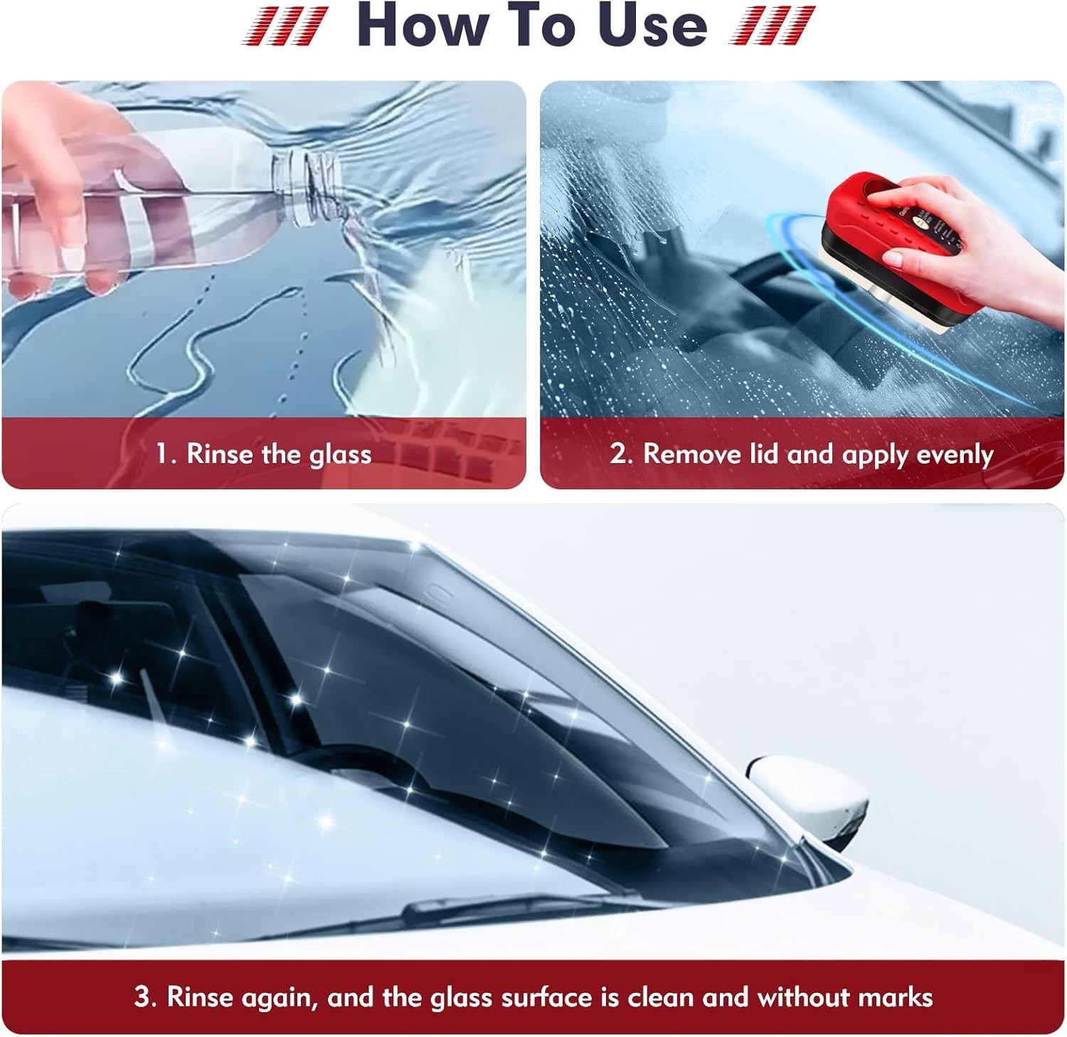 Efficient Windshield Cleaner Brush – Red Oil Film Remover for Safe Driving 4.2oz