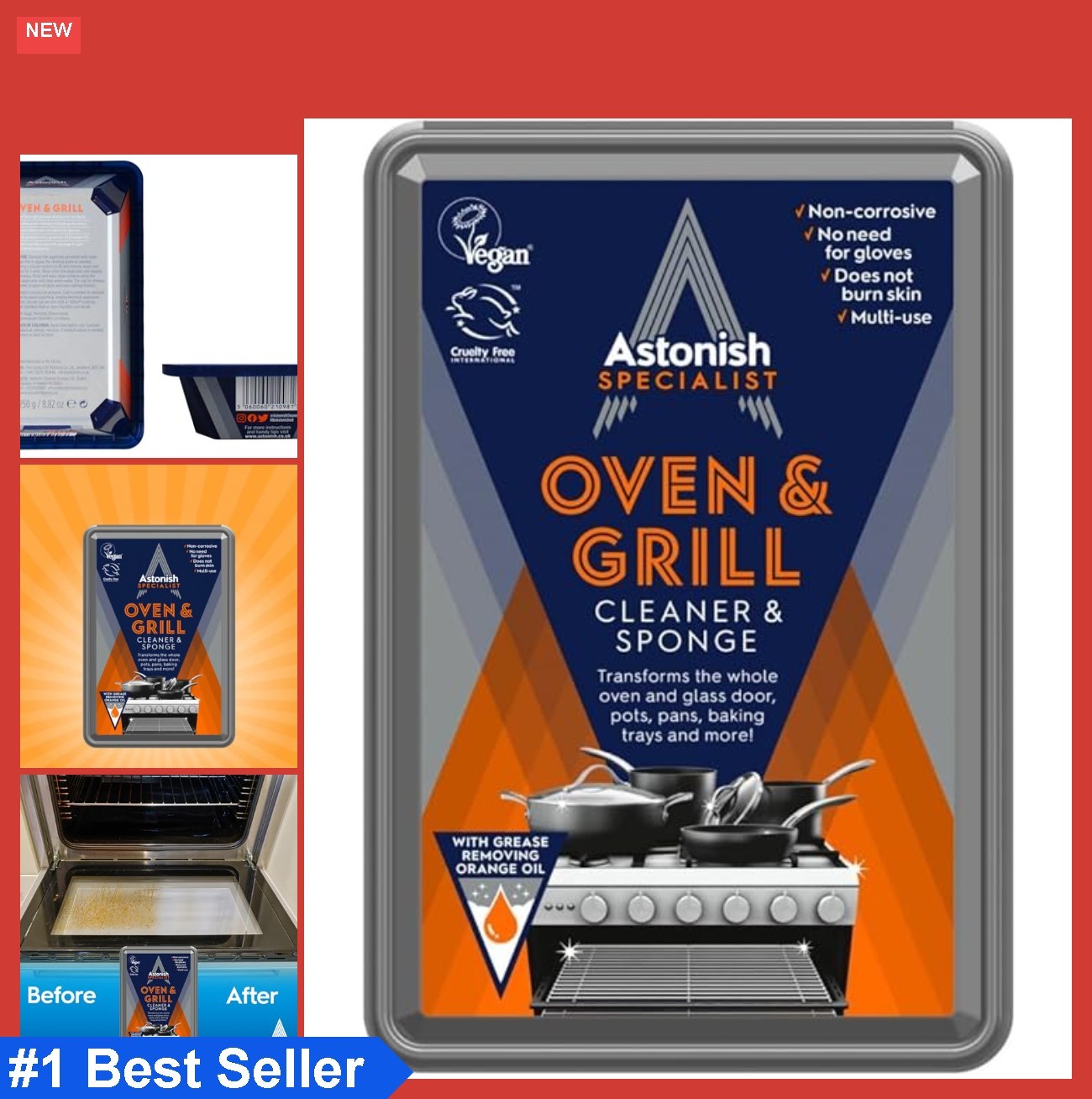 Oven and Grill Cleaner Paste with Sponge Orange Oil 250g Powerful Degreaser Non