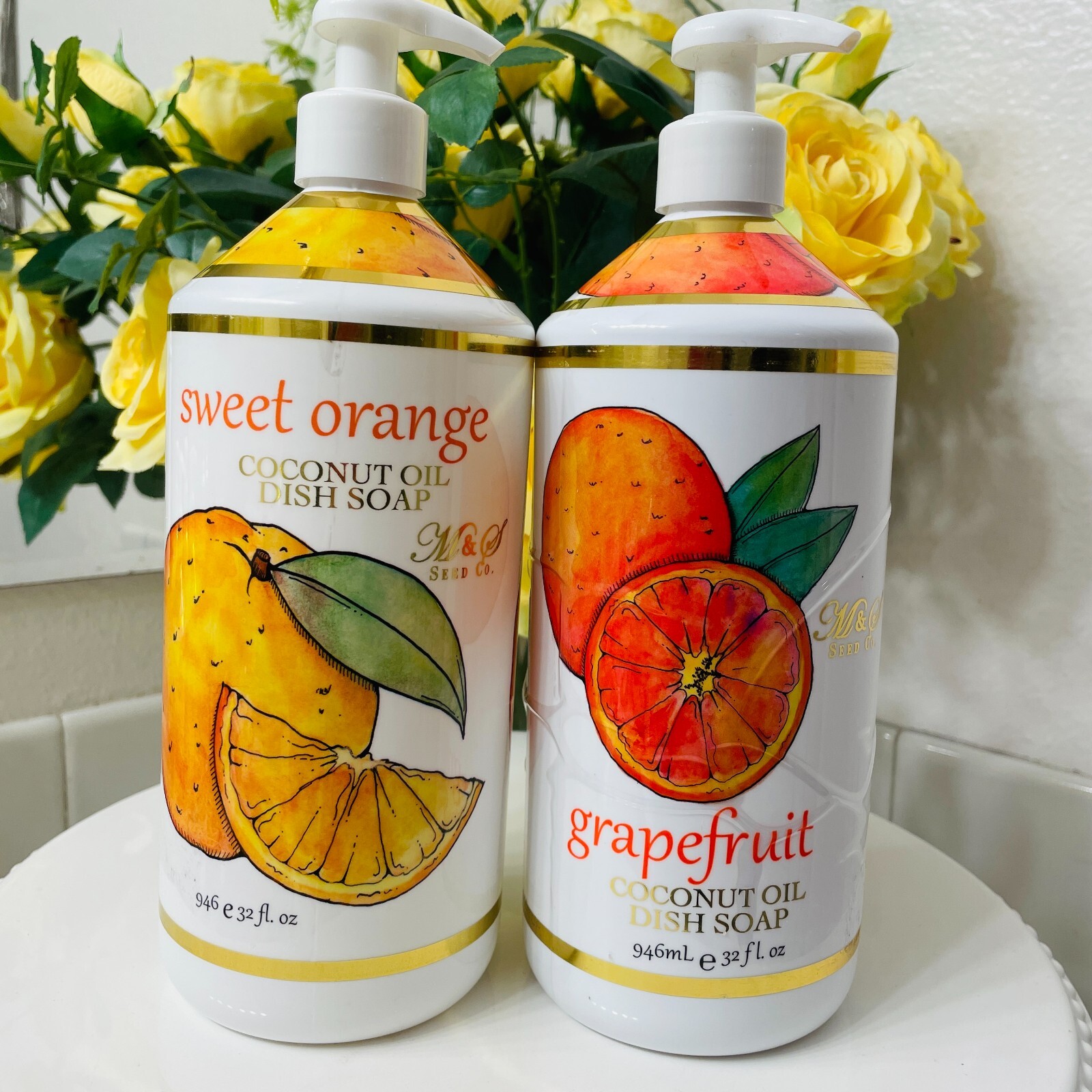 4X Home & Body Co Meyer Lemon Lime Verbena Sweet Orange Grapefruit Gel Dish Soap