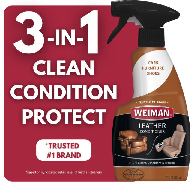 Weiman LEATHER CONDITIONER CLEANER Protect Restore Car Auto Seat Sofa 12oz spray