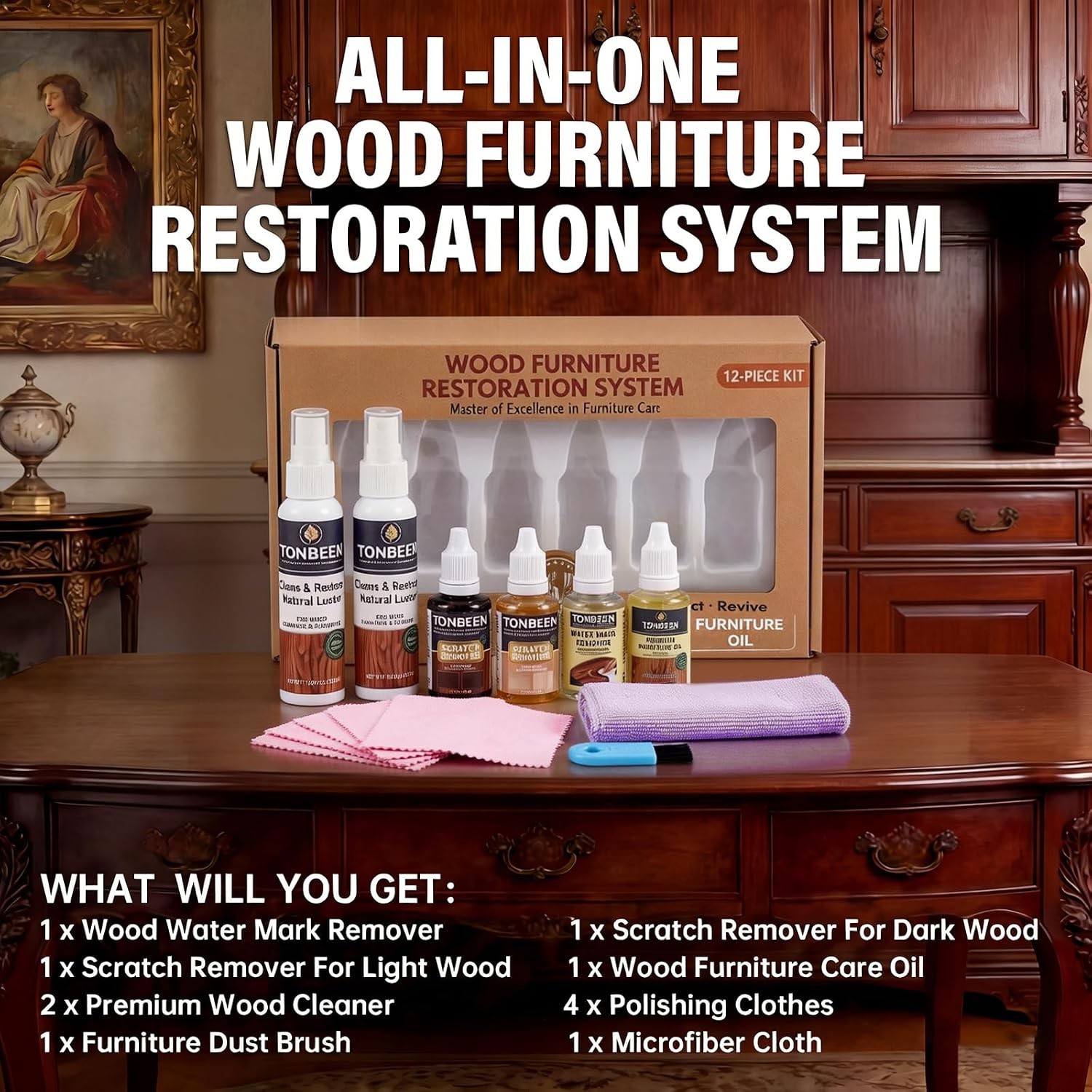 Wood Furniture & Floor Scratch Remover Repair Kit 12 PCS Professional Hardwood