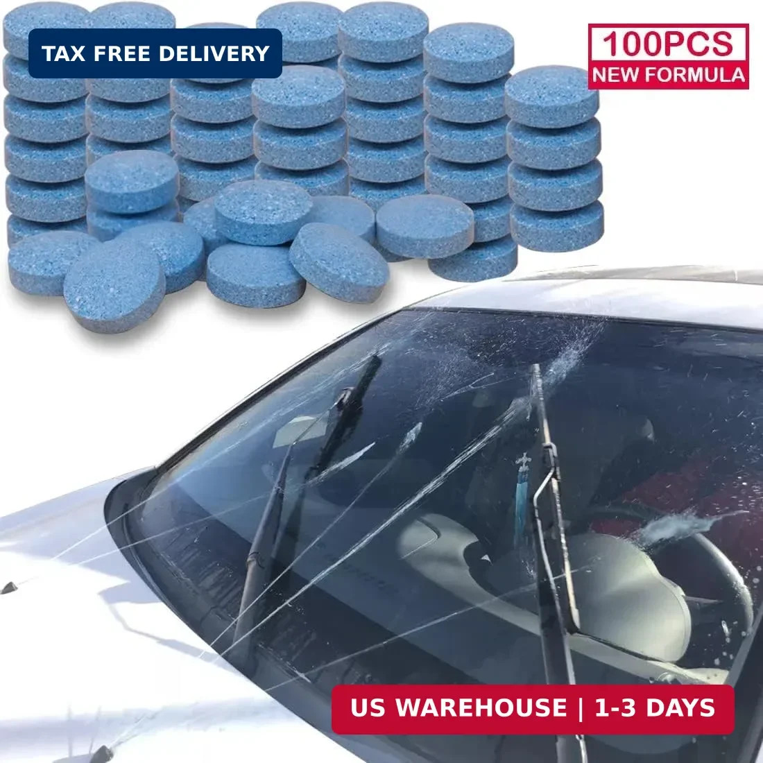 100 Pieces Car windshield washer fluid Concentrated Clean Tablets,New Formula wi