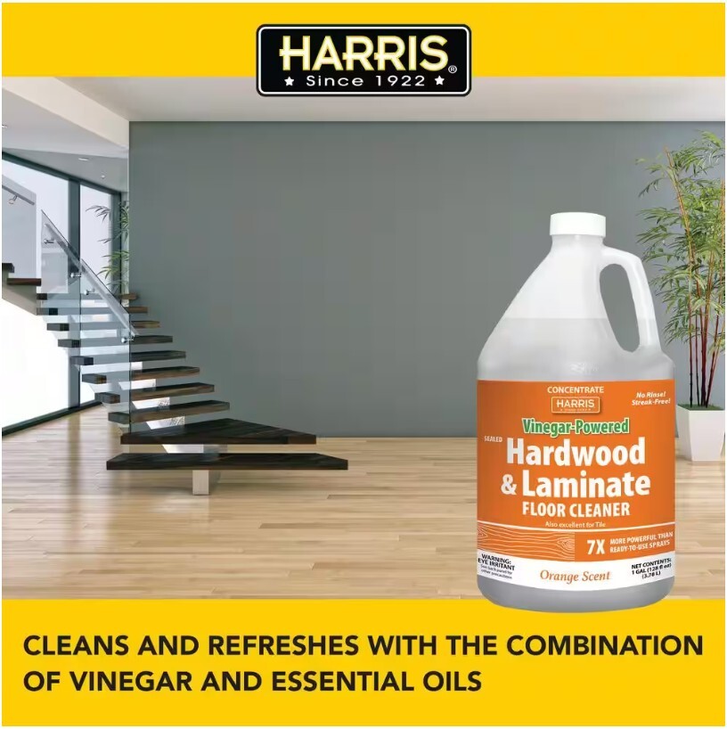 Harris Vinegar-Powered Sealed Hardwood, Laminate & Tile Floor Cleaner – 1 Gallon