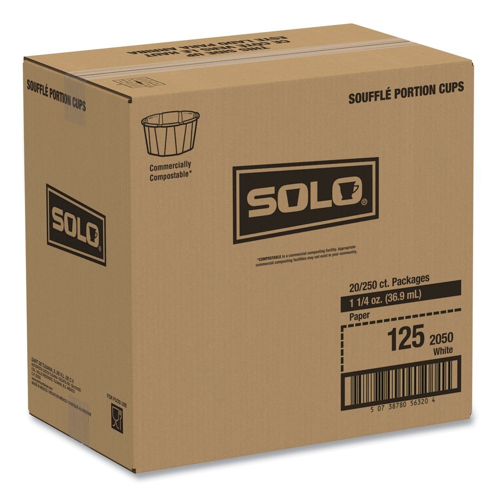 SOLO 125U 1.25 oz Paper Portion Cups – White (250/Bag, 20 Bags/CT) New