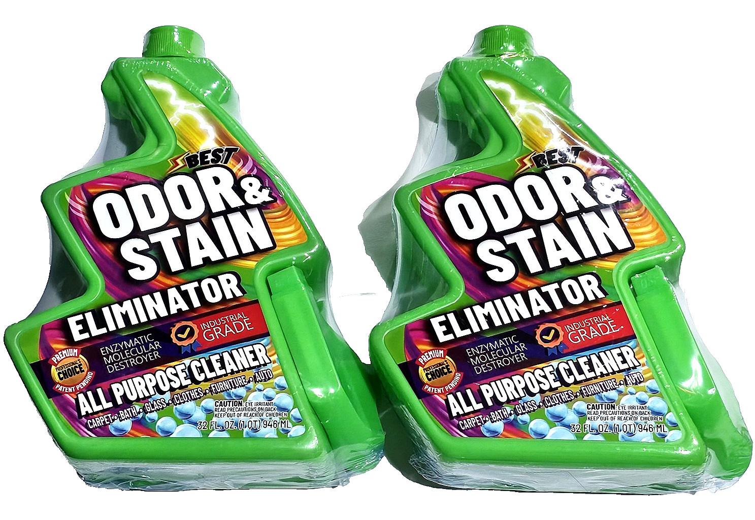 2 Pack Best Odor & Stain Eliminator All Purpose Cleaner With Nozzle 32oz