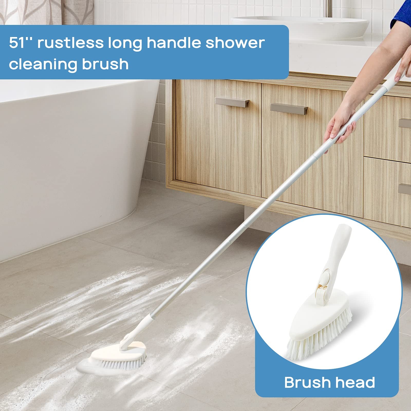 Shower Scrubber Cleaning Brush Combo Bath Tub Tile Cleaner Scrubber Brush wit…