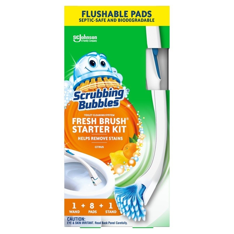 Toilet Cleaning System Flushable Pads Starter Kit Handle Stand Value Pack New