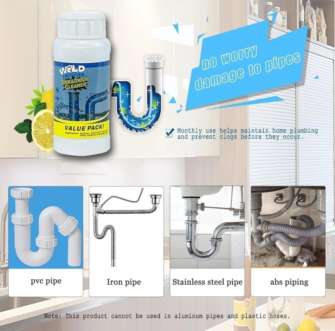 4 Bottles Wild Tornado Pipe Dredge, Powerful Sink & Drain Cleaner, Fast Foaming