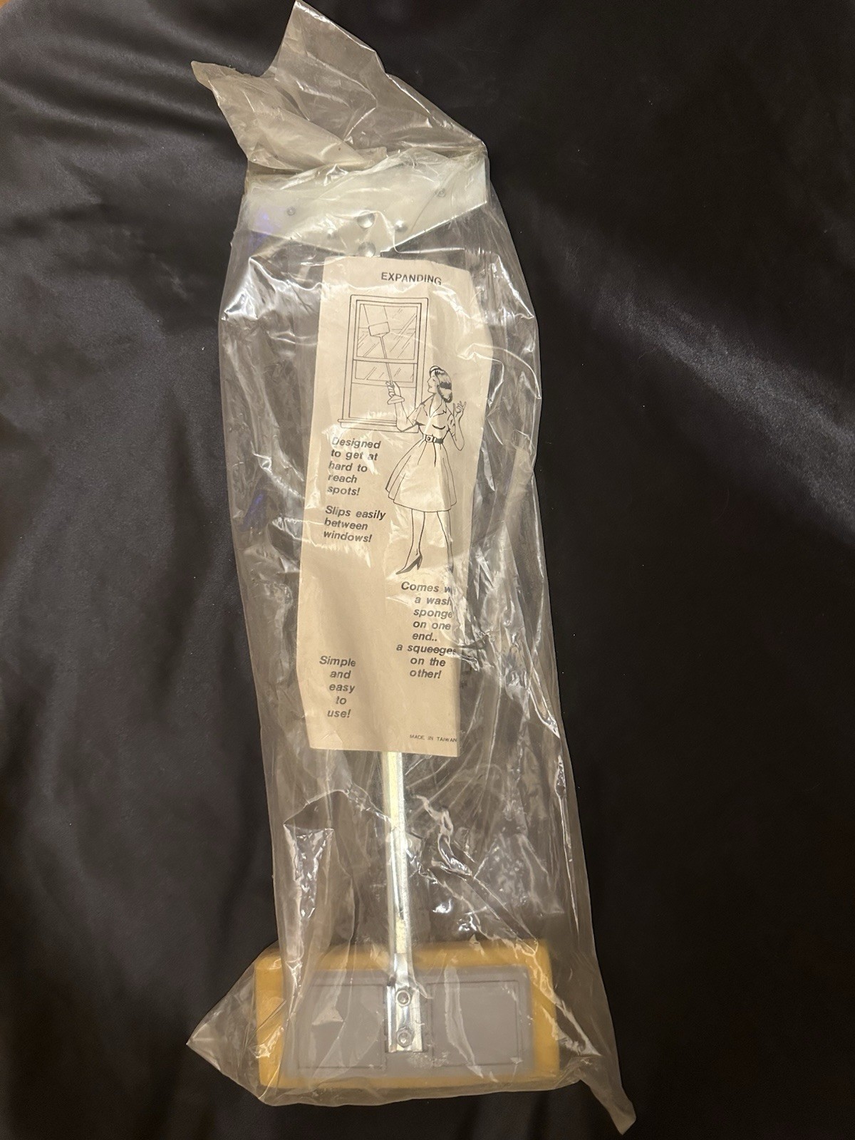 Vintage Expanding Window Washer Sponge Squeegee NOS Sealed Made Taiwan