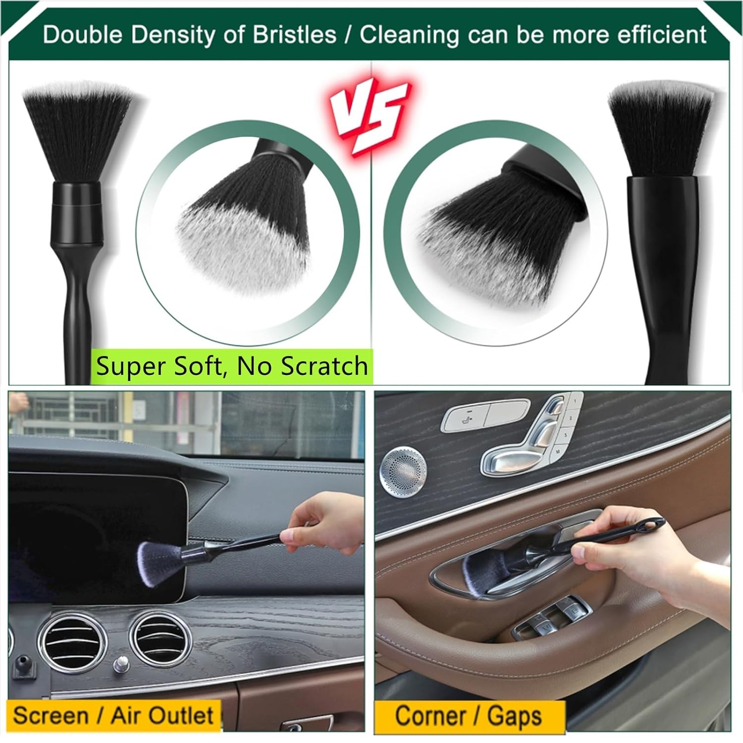 Car Interior Duster Detail Brush Cleaning Kit Soft Dash Vent Dusting Tools Car