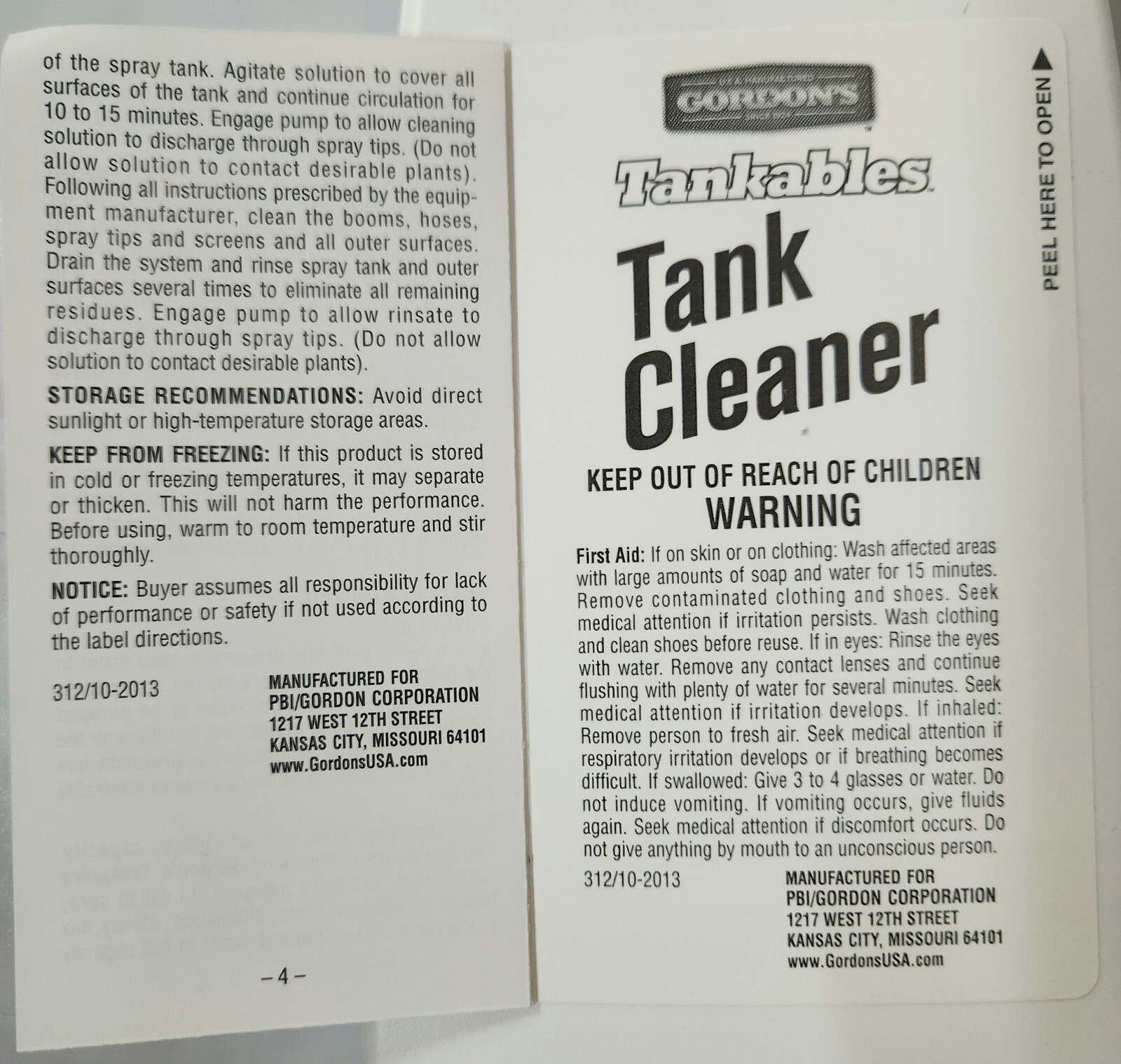 Gordon’s Tank Cleaner 20 oz Tankables Spray Tanks Brand NEW Sprayers