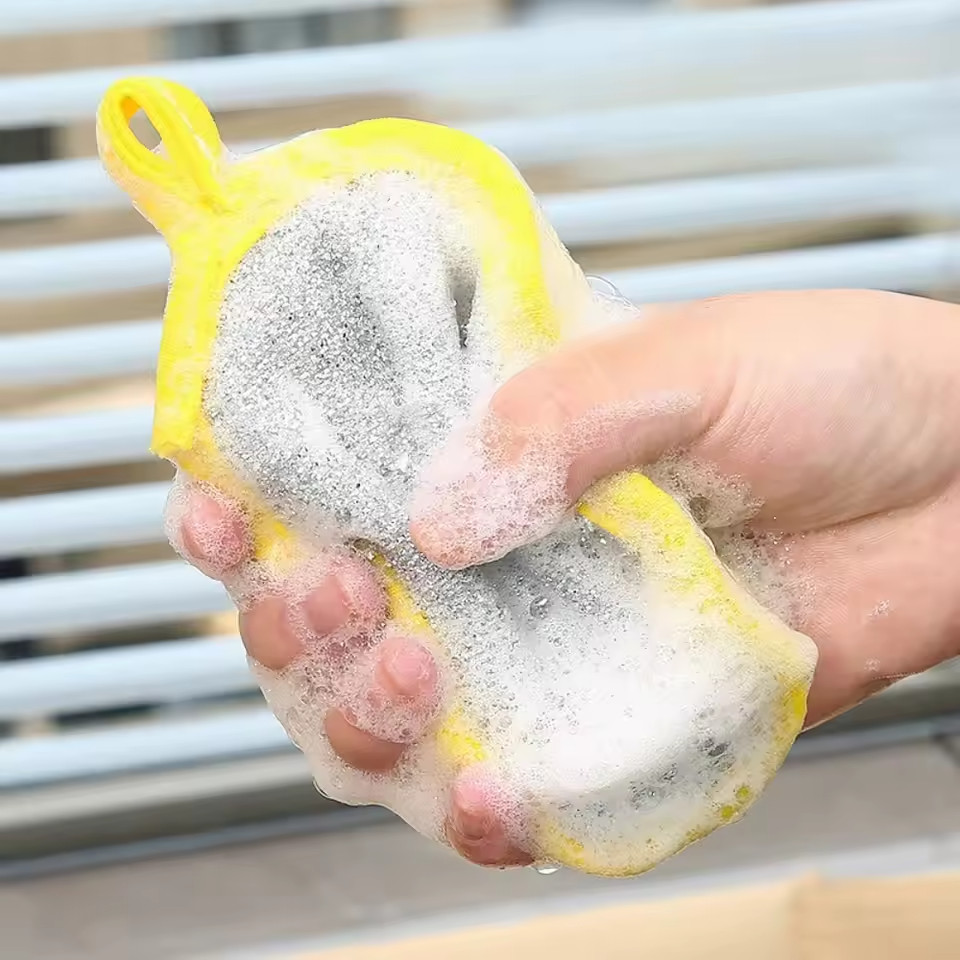 10 pcs Double-Sided Scouring Pads Dish Pan Washing Sponge Kitchen Cleaning Tool