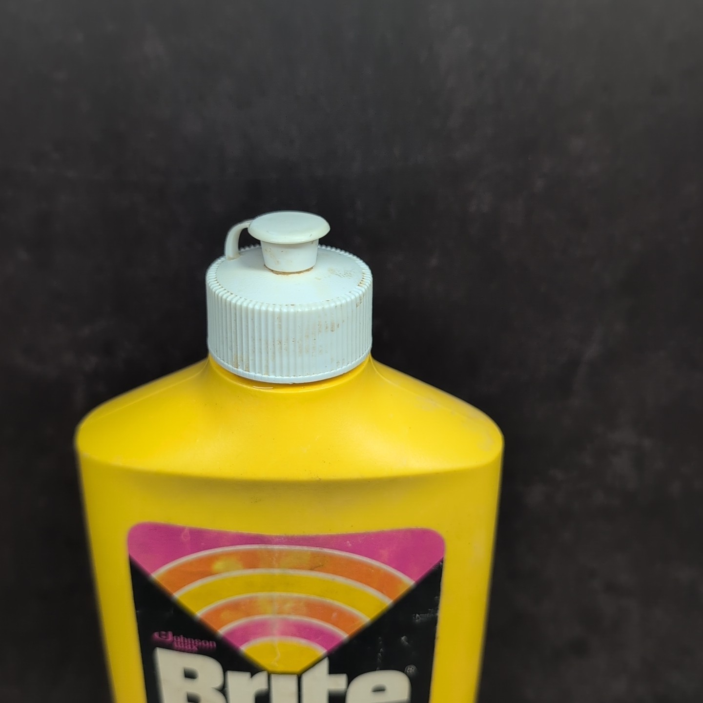 Vintage 1982 Brite No-Wax Floor Cleaner 16oz Bottle 79% Full Prop S.C. Johnson