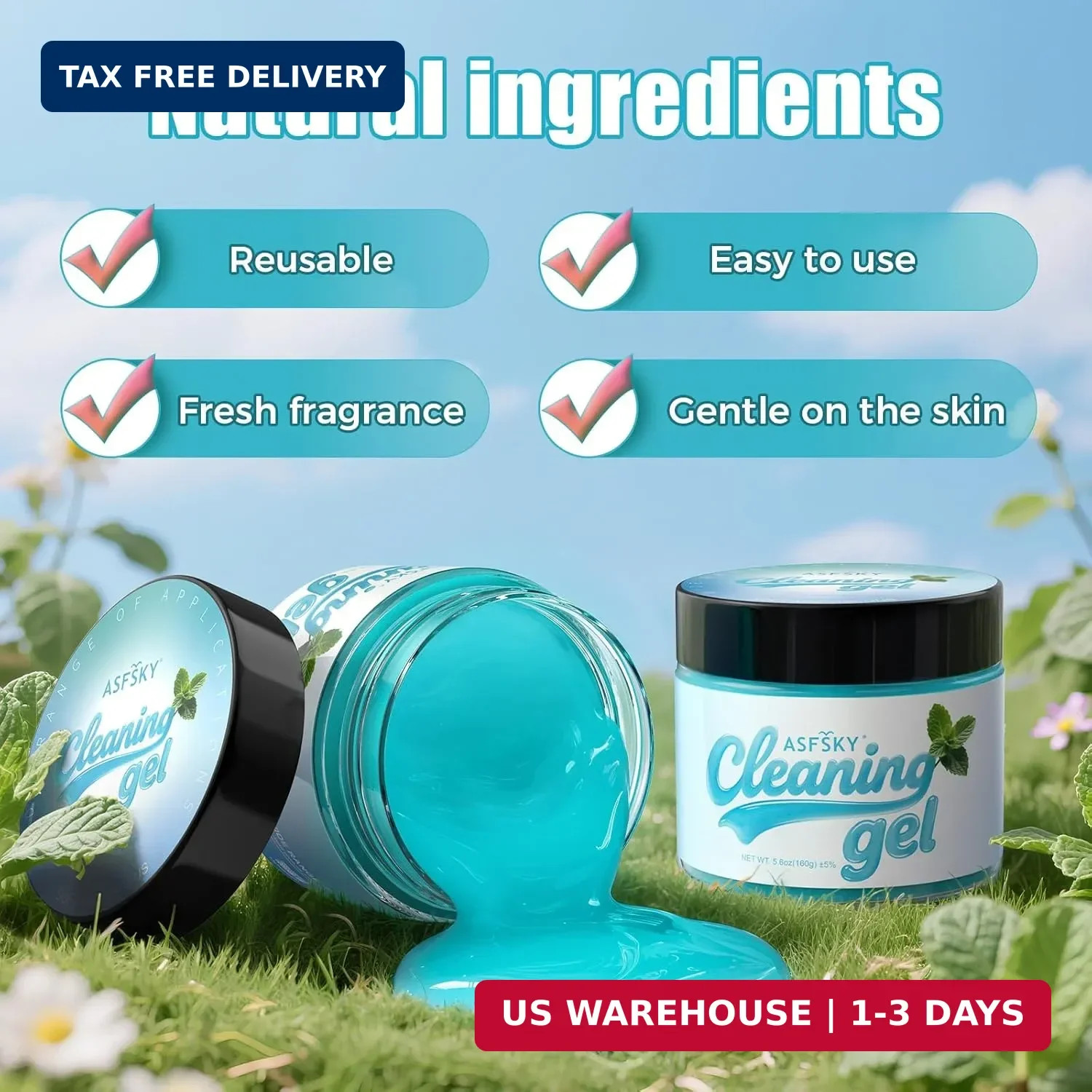 ASFSKY Car Cleaning Gel (Blue,Mint) Cleaning Putty Universal Dust Cleaning Car I