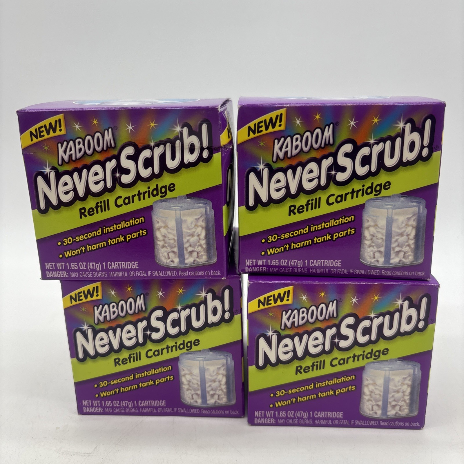 Kaboom [Orange Glo] Never Scrub! No-Clean Toilet Cartridge Refills – Lot of 4