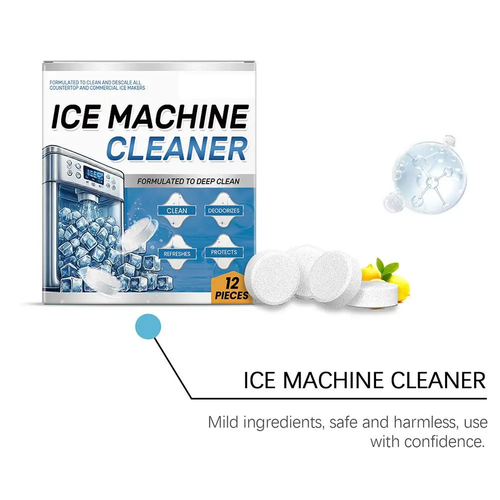 12Pcs Ice Machine Cleaning Tablets Home Appliance Care Descaling Deodorizing Pro