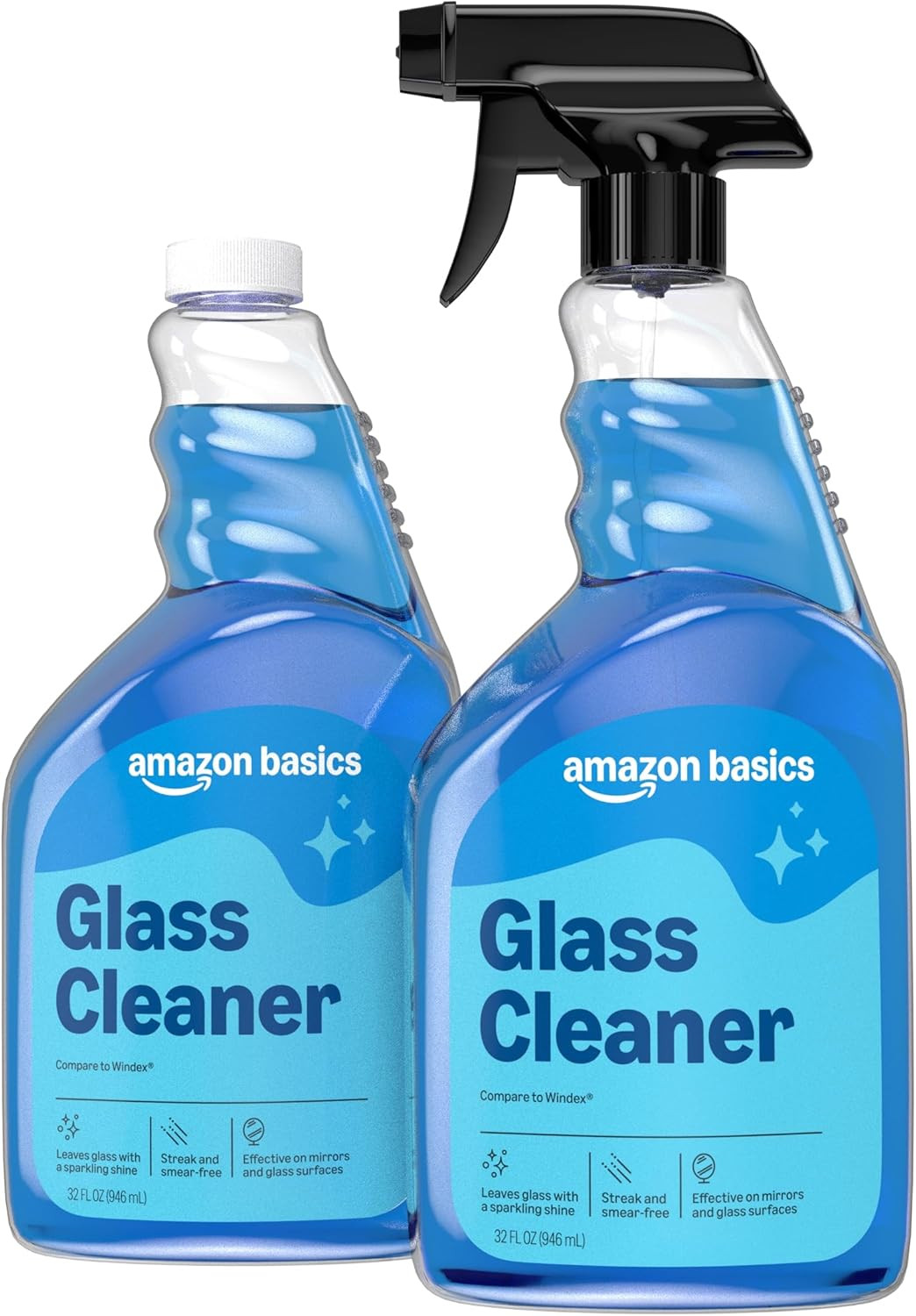 Glass Cleaner, Streak-Free Shine, 32 Fl Oz, Pack of 2 with 1 Sprayer