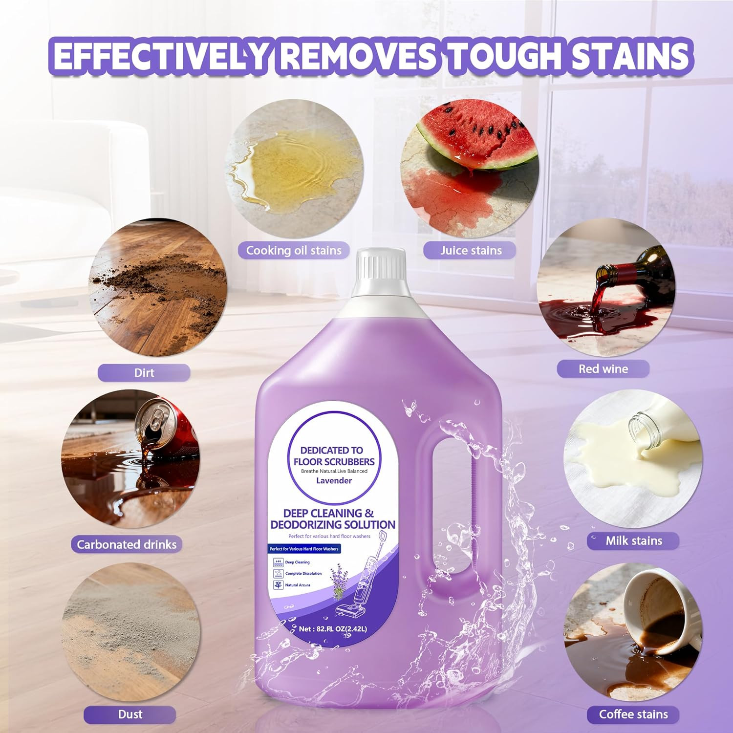 Floor Cleaning Solution Compatible with Tineco – 82 FL OZ Lavender Floor Clea…