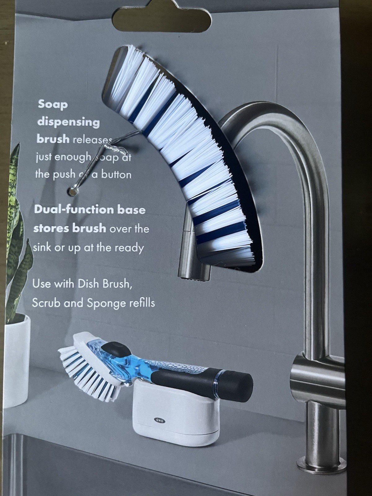 OXO Softworks Soap Dispensing Dish Brush Storage Set – New In Package