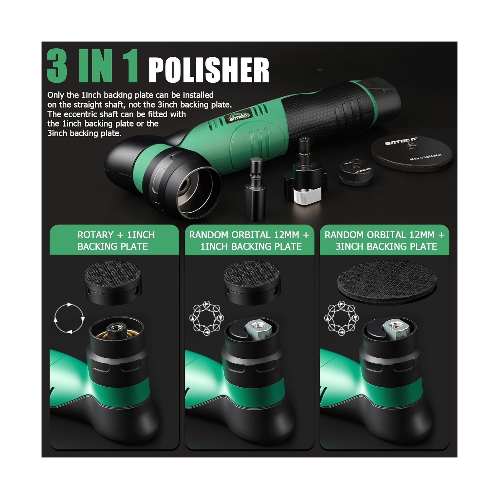 BATOCA S5 Cordless Car Buffer Polisher Kit 1 Inch 3 Inch Dual Action & Rotary…