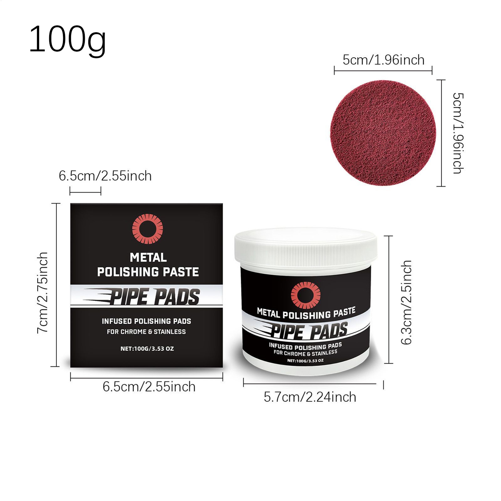 1pc Metal Polish Paste Protectant Scratch Remover Pipe Infused Polishing Pads.