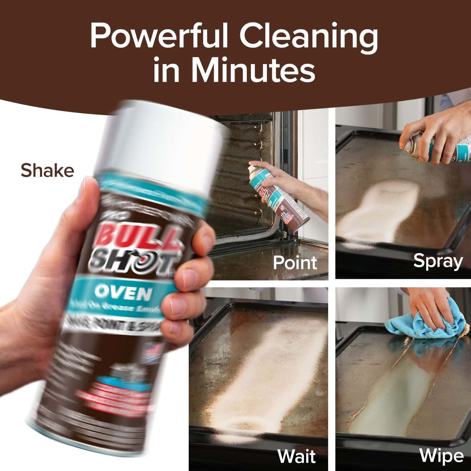 Bull Shot Oven Cleaner, Professional Strength Foam Melts Away Baked-On Grease