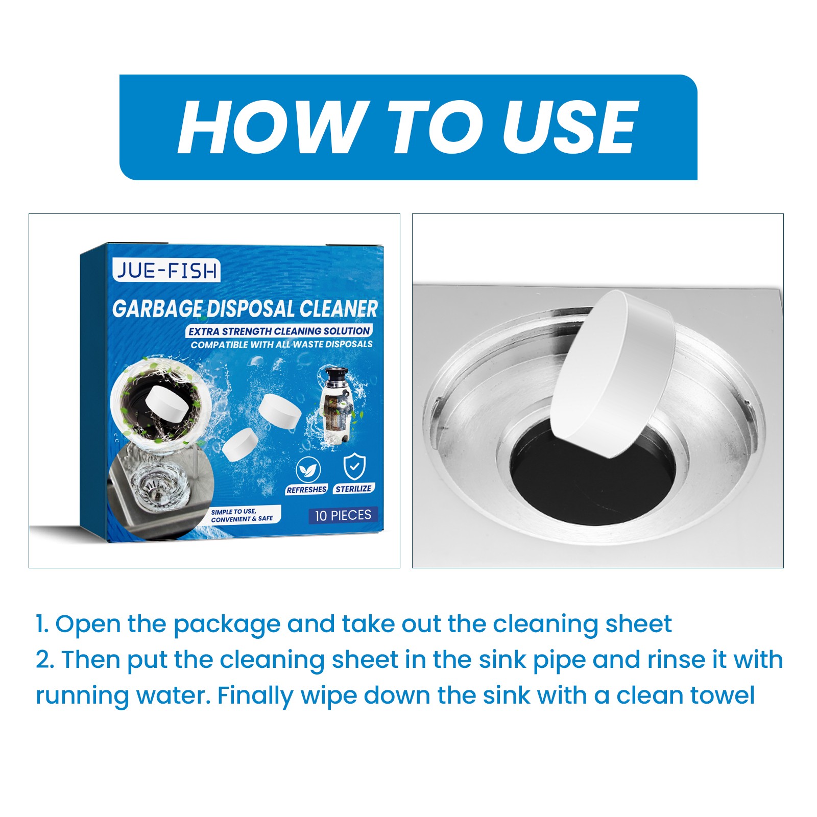 Sink Cleaning Tablet, Kitchen Sink Cleaning Grease Stains Dirt Dredging Pipe Cle