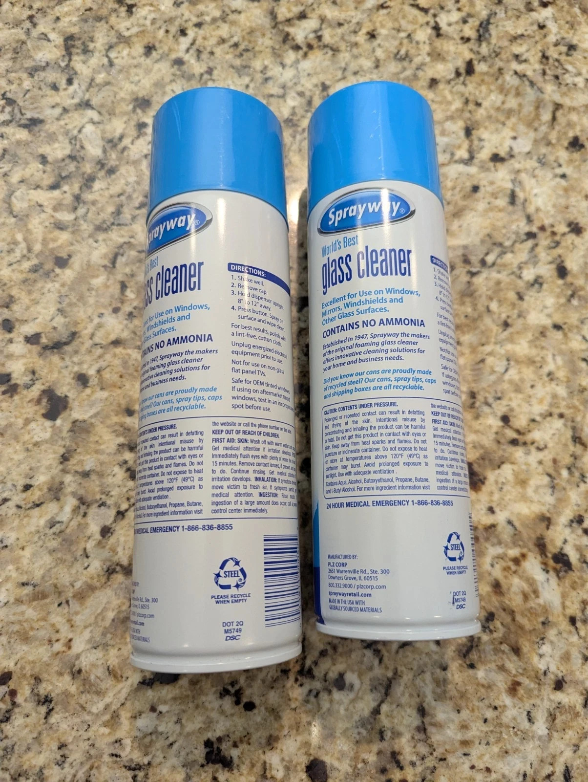 Sprayway 2 Pack Glass Cleaner Foaming Ammonia Free Streak-Free Shine 19 oz