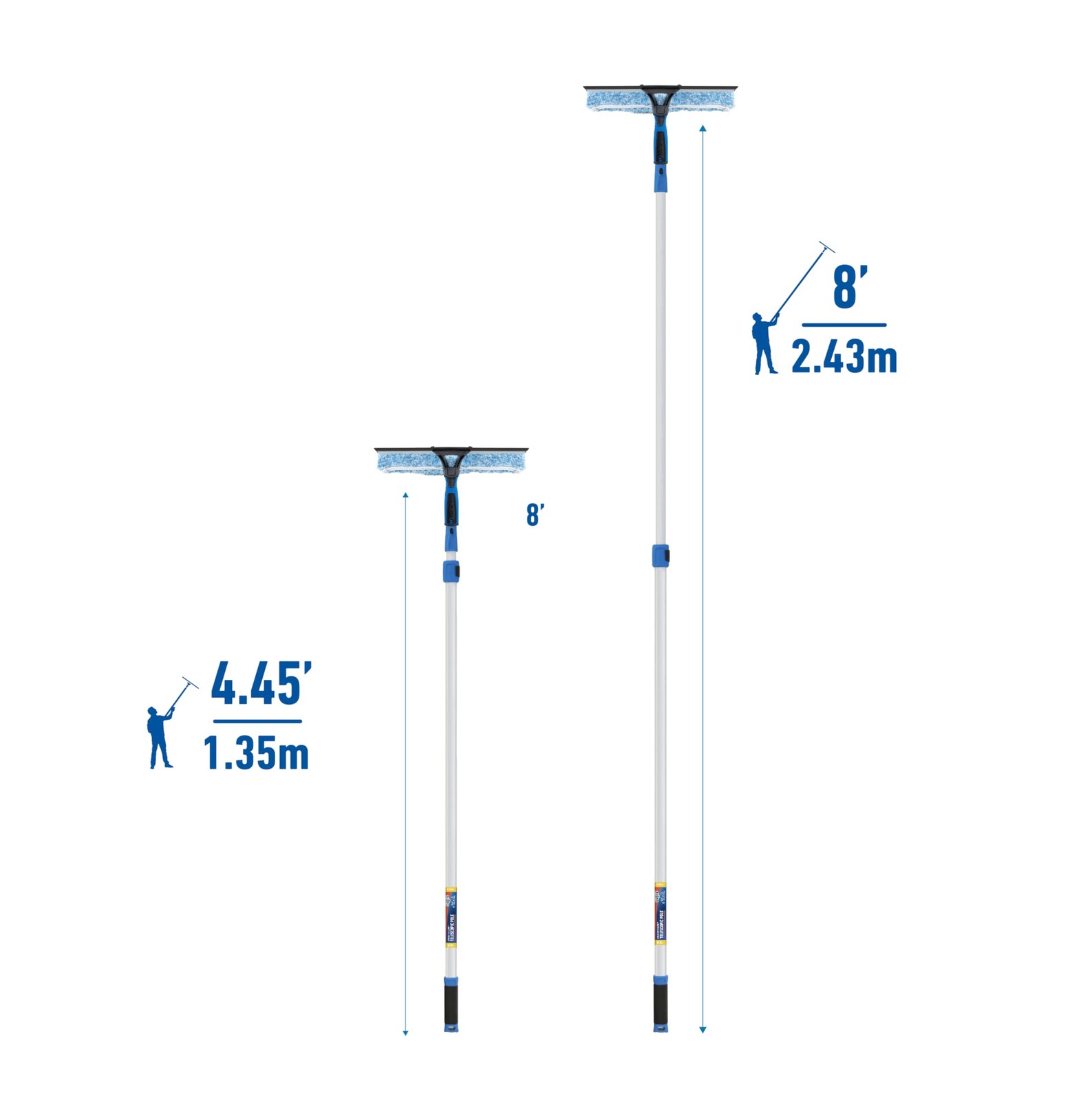 Professional 2-in-1 Squeegee and Scrubber, 14” Window Cleaning Tool and 8’ Co…
