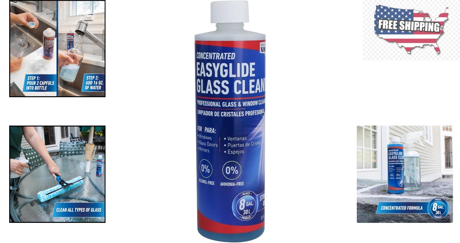 12 oz Professional Streak-Free EasyGlide Glass Cleaner – Ammonia-Free Solution
