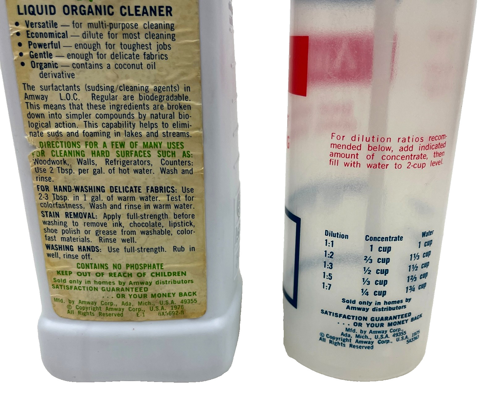 VTG AMWAY Multi Purpose Liquid Organic Cleaner L.O.C 32 Oz w/Spray Bottle 1976