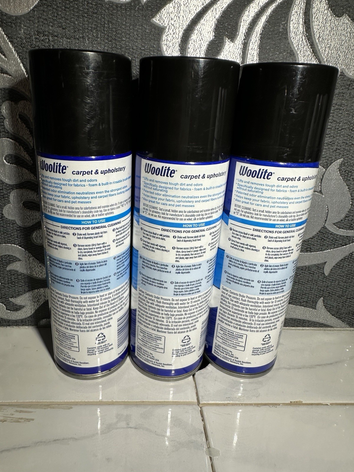 Woolite Carpet Upholstery Cleaner Lot Of 3 Triple Action Foam Stain Remover 12oz