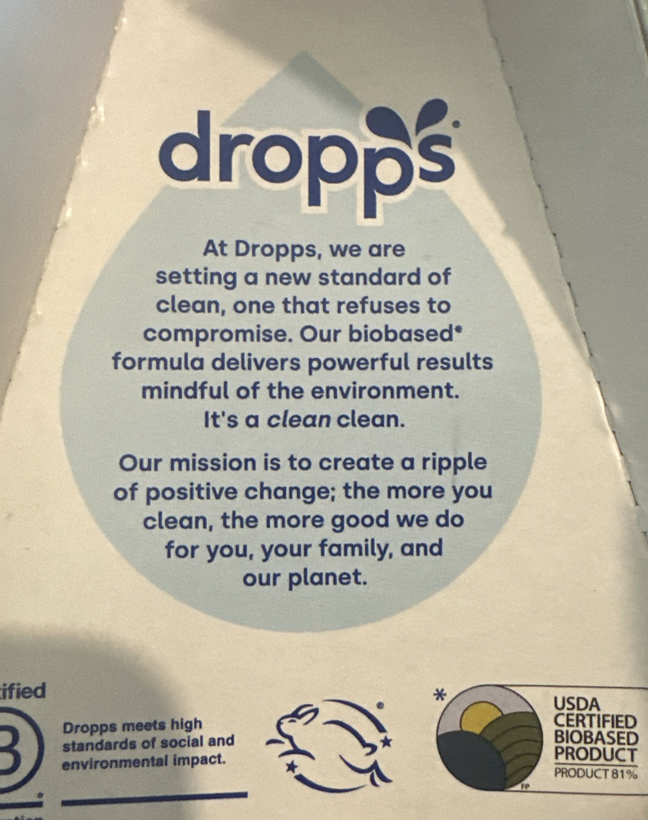 Dropp’s Ultra wash Biobased Dishwasher Detergent Pods 48 Ct Unscented