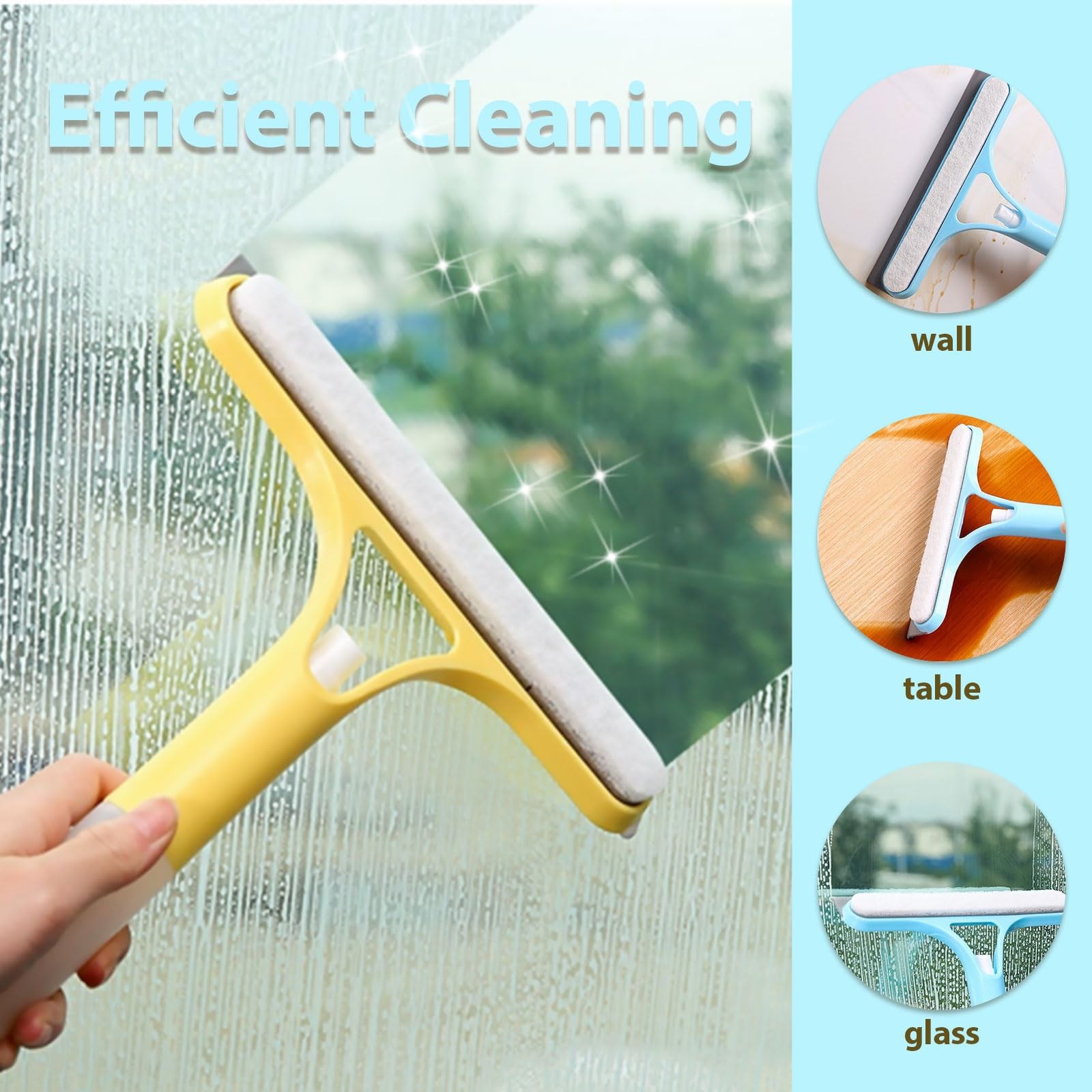 3 in 1 Window Cleaning Scraper Shower Squeegee for Glass Doors Mirror with Sp…