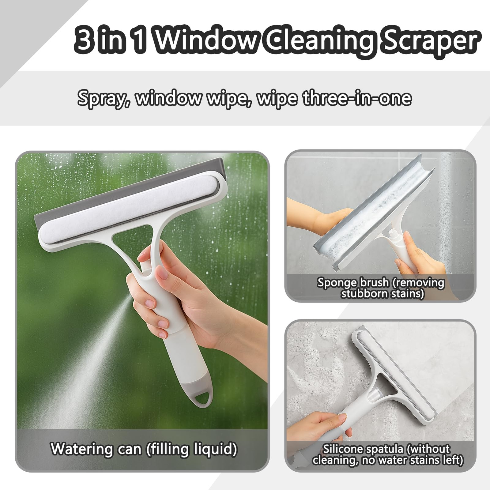 Window Cleaner Tool Kit,2026 3 in 1 Window Cleaning Scraper with Spray,Thicke…