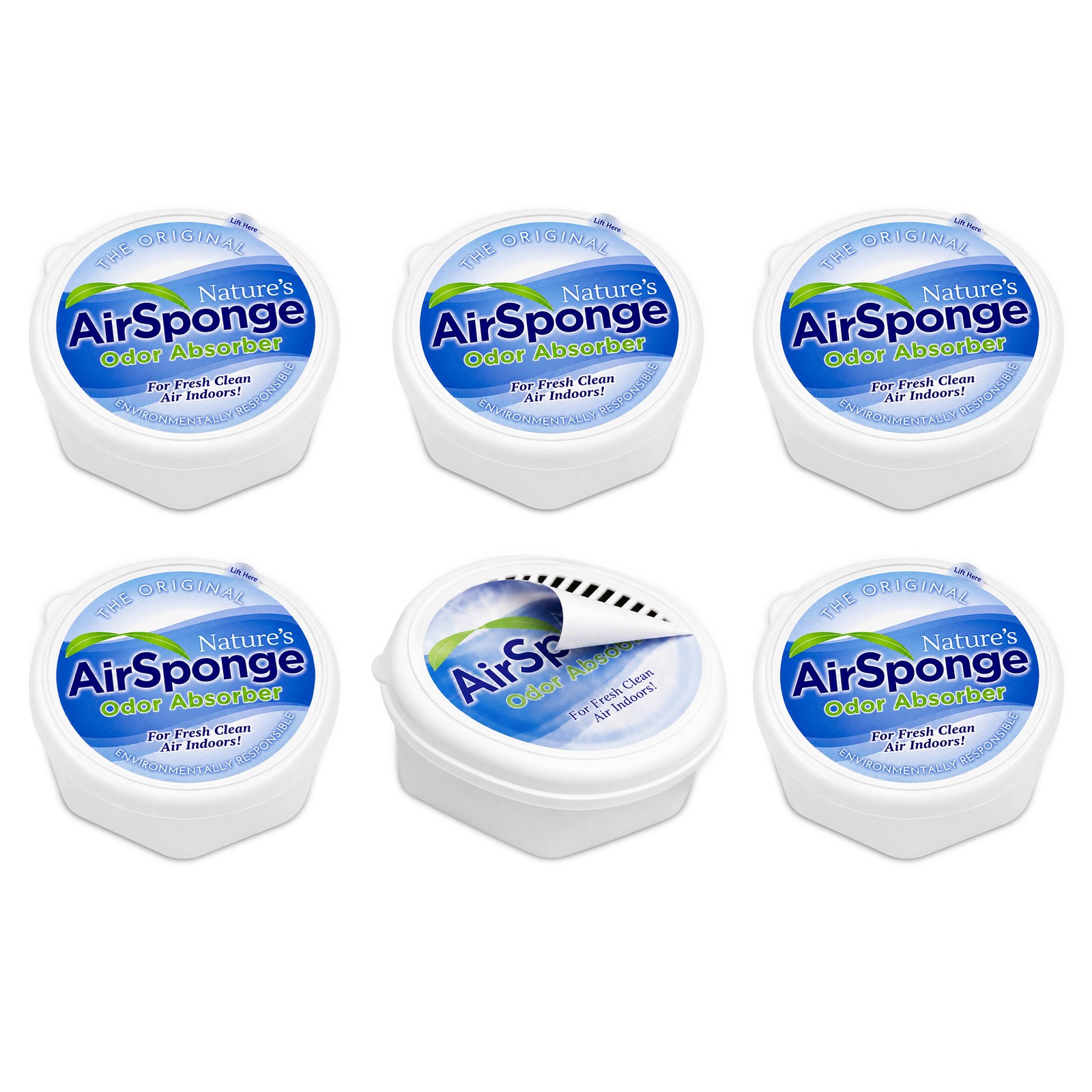 Nature’s Air Sponge 227g Odor Absorber Designer Container with Cap, Set of 6