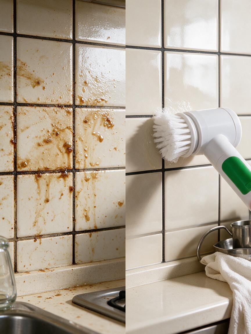 Electric Spin Scrubber Cleaning Brush Cordless Kitchen Bathroom Tile Sink Cleane