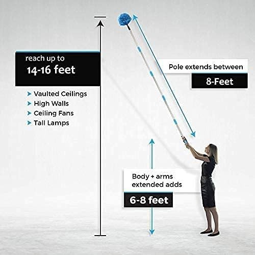Bendable 8FT Cobweb Cleaner with Extendable Pole for Indoor and Outdoor Use
