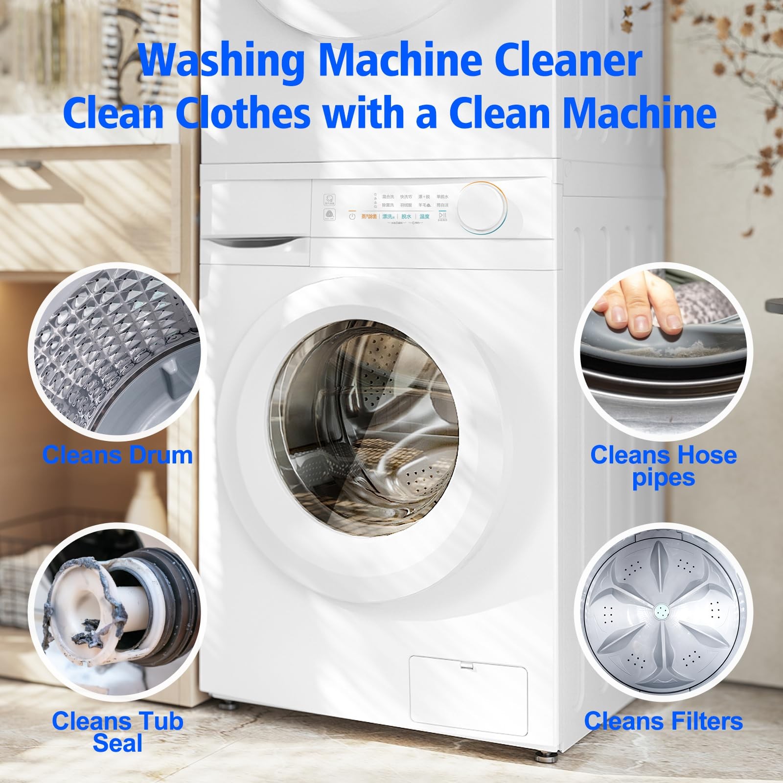 USKICH Washing Machine Cleaner Descaler 40 Pack-Deep Cleaning Tablets For HE