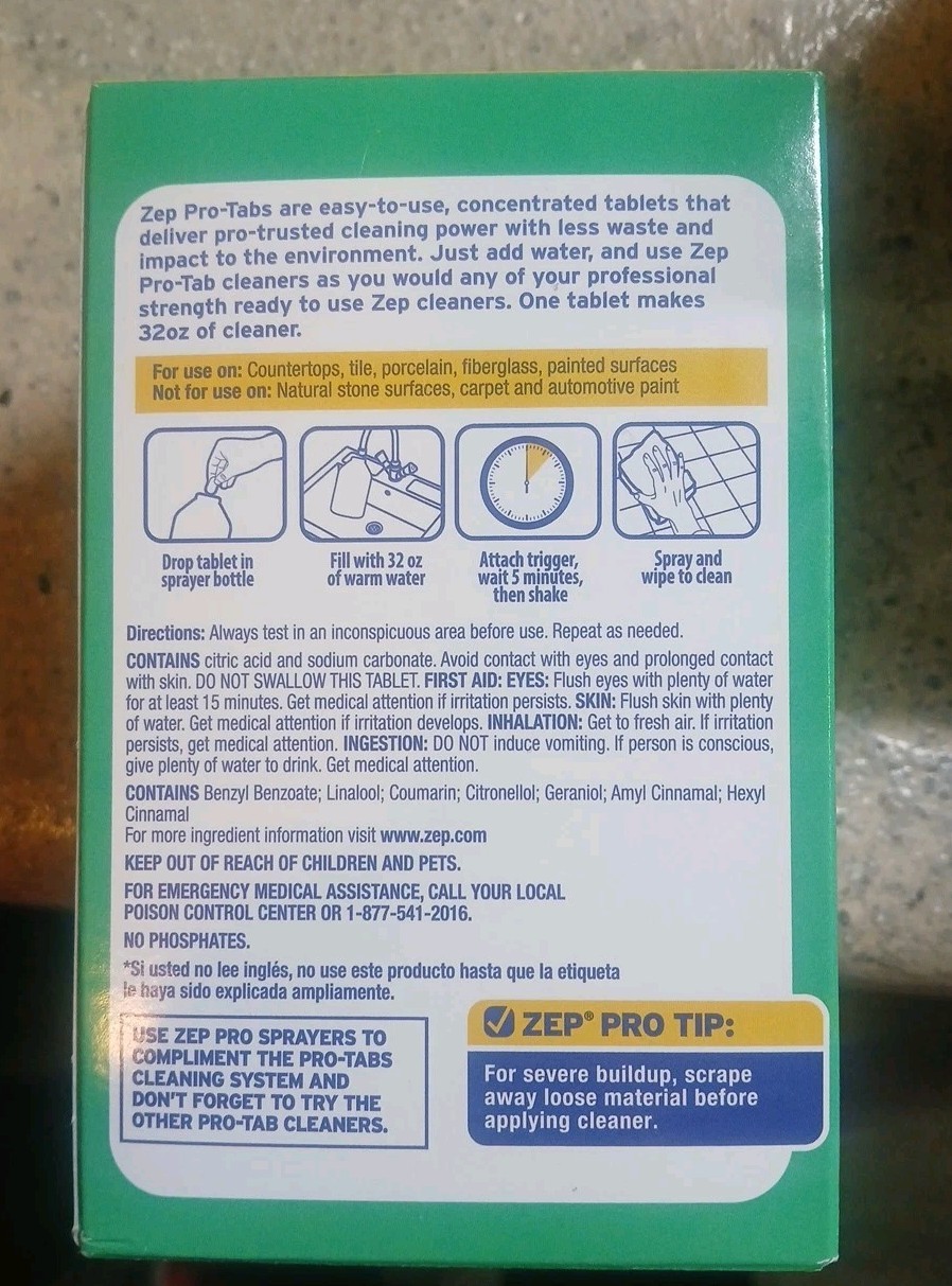 5 Boxes Of Zep Pro-Tabs All-Purpose Cleaner 4 Dissolvable Tablets Per Box