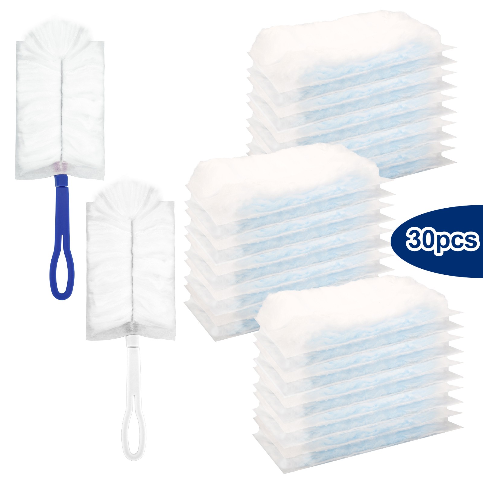 30PCS Heavy Duty Duster Refills Static Dust Removal Brush for Furniture w/Handle