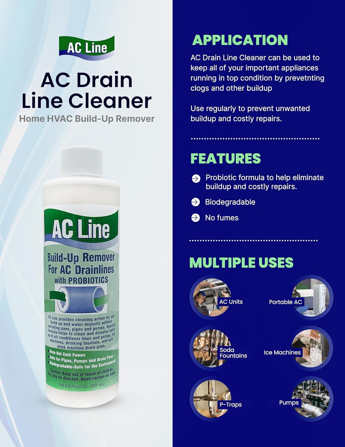 AC Drain Line Cleaner 4 Pack 12 Month Supply Cleans HVAC Condensate Lines