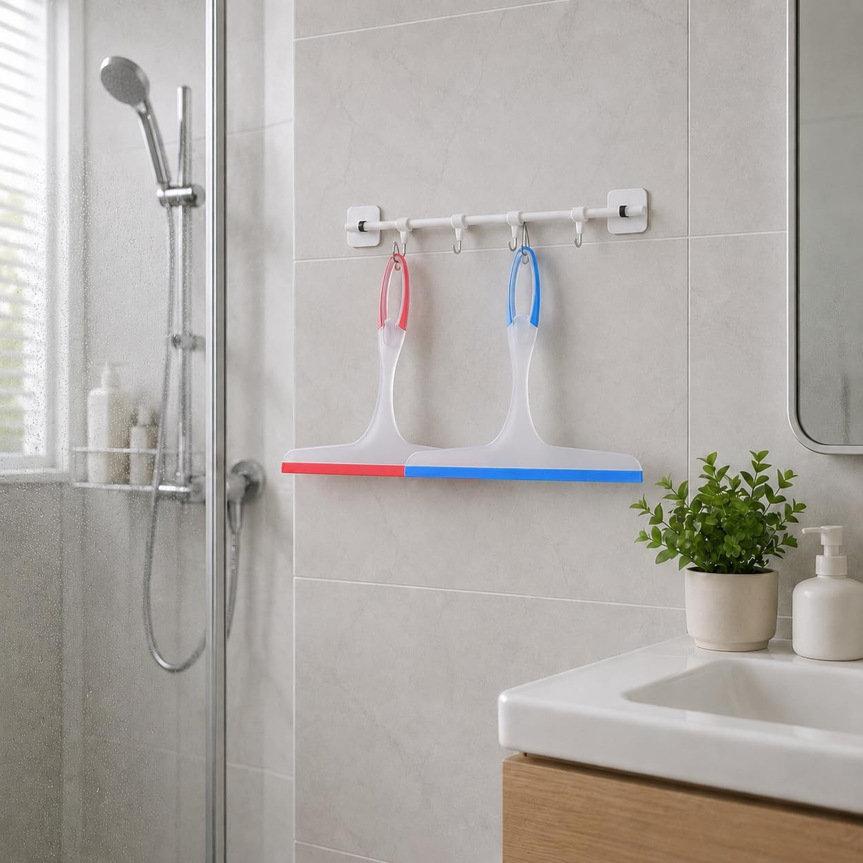 Shower Squeegee for Glass Doors, 3pcs Bathroom Squeegee for Shower Cleaner Squee