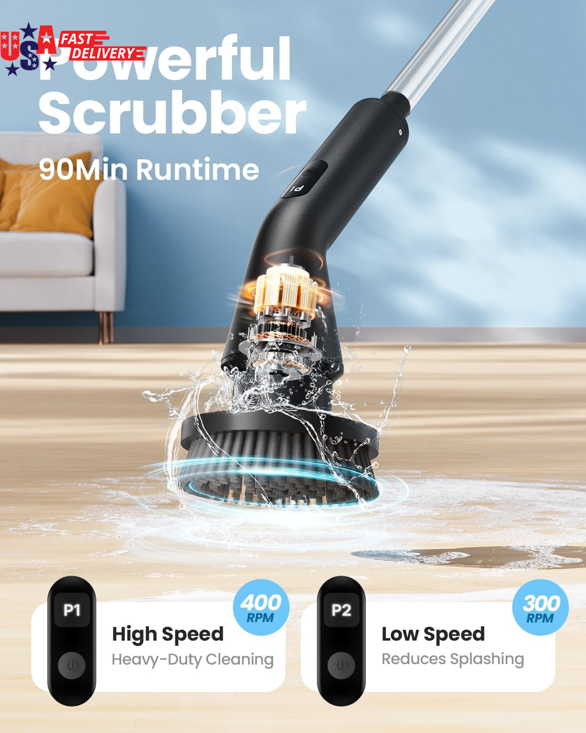 Electric Spin Scrubber, 2026 Upgraded Cordless Cleaning Brush Bathroom Scrubber,
