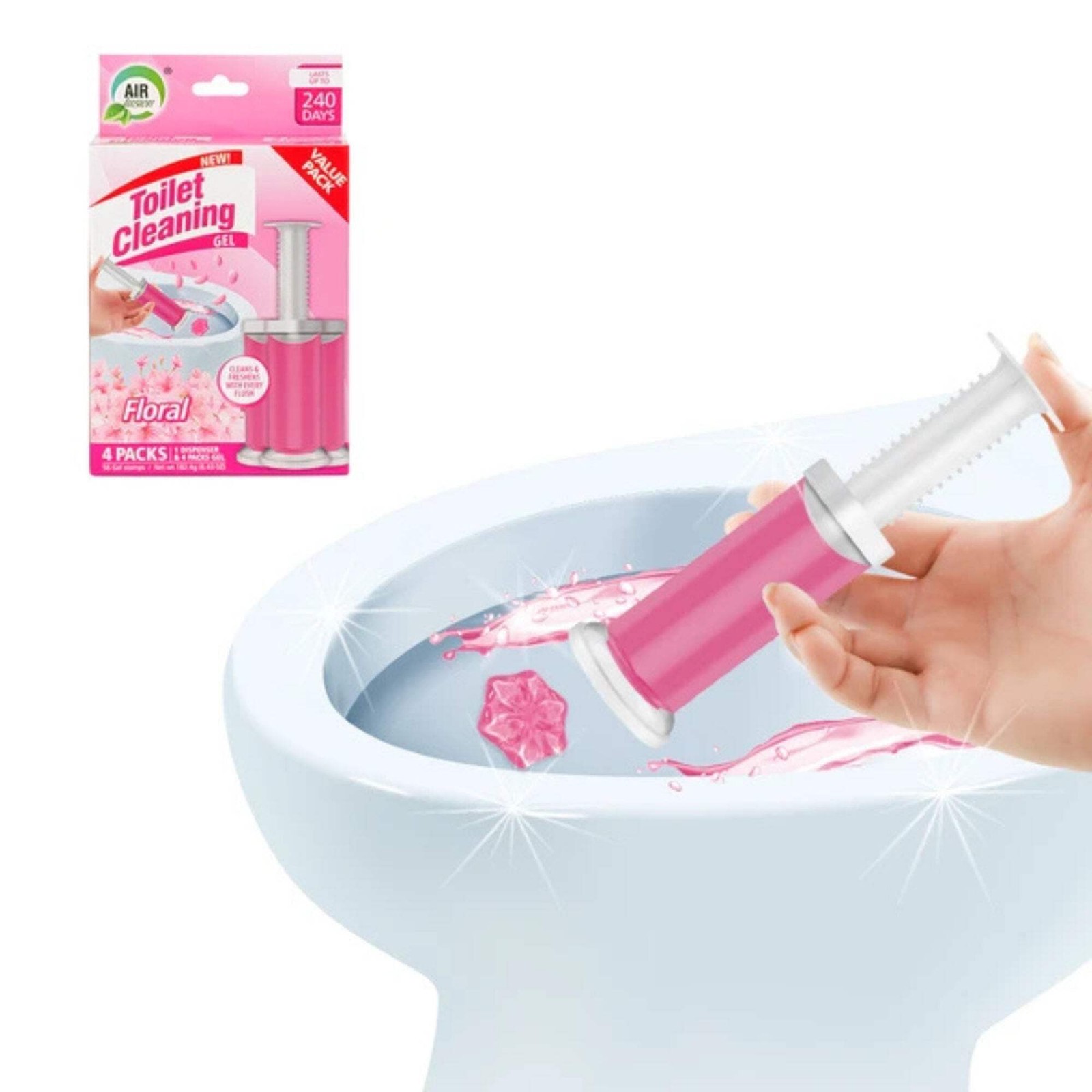 Air Fusion Floral Scent Toilet Cleaning Gel 56 Stamps 6.43oz 4 Pack