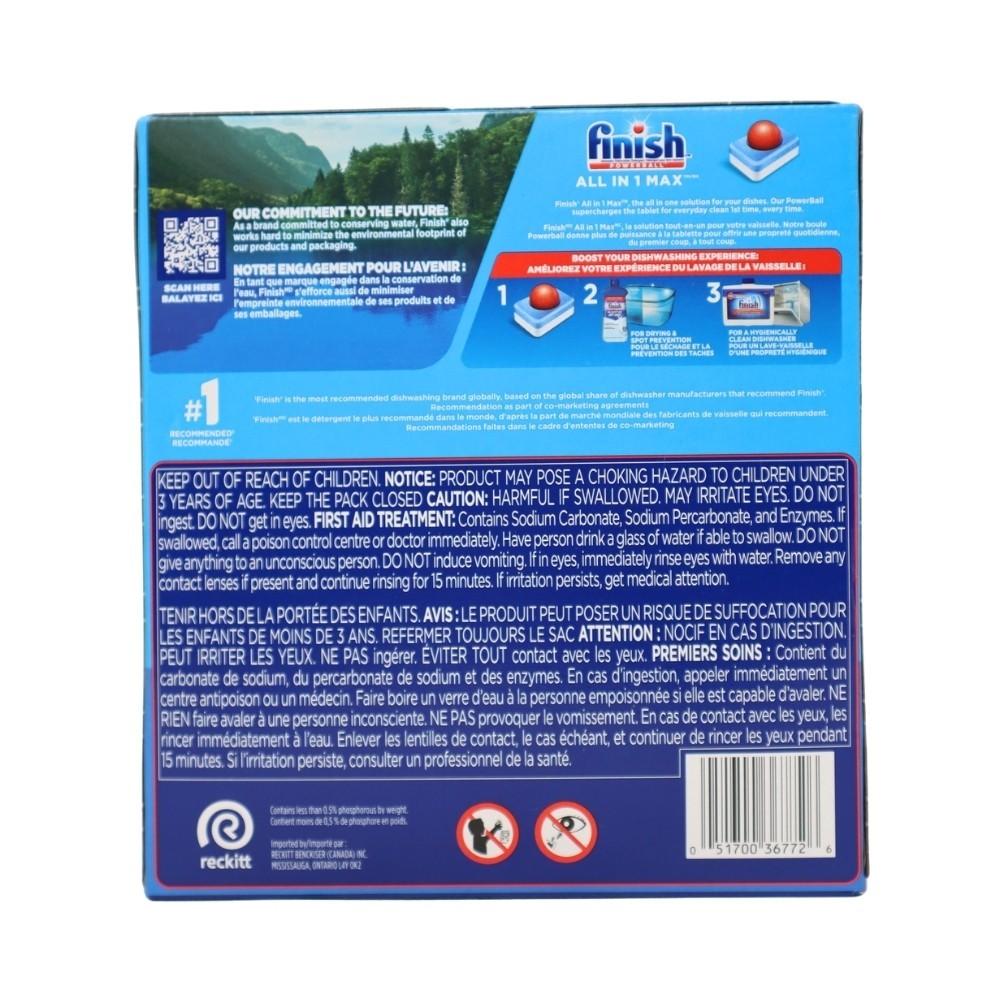 2-Pack – Finish Powerball All-in-1 Max Automatic Dishwasher Detergent, 55 Count