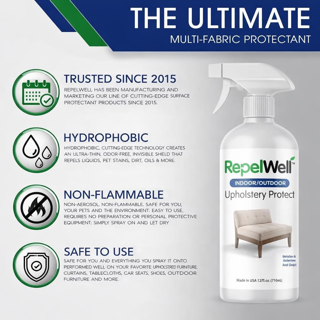 Eco-Friendly Upholstery Protect Stain & Water Repellent Spray 24oz – Non-Toxic